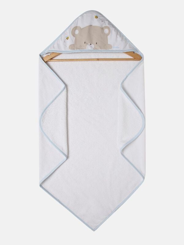 White and Blue Terry Towel With Hood image number 1